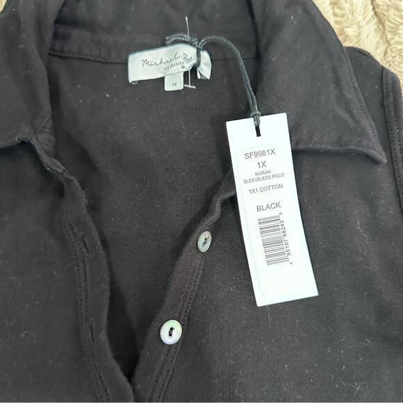 Michael Stars Size 1X Black Norah Sleeveless Polo Shirt NWT Neutral Basic Classy - Picture 6 of 12